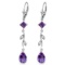 3.97 Carat 14K Solid White Gold Chandelier Earrings Natural Diamond Amethyst