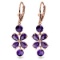 5.32 Carat 14K Solid Rose Gold Amethyst Flower Earrings