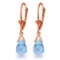 4.5 CTW 14K Solid Rose Gold Leverback Earrings Briolette Blue Topaz