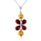 3.15 Carat 14K Solid White Gold Opposites Attract Garnet Citrine Necklace