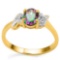 0.63 CT RAINBOW MYSTIC QUARTZ AND ACCENT DIAMOND 0.03 CT 10KT SOLID YELLOW GOLD RING