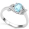 0.97 CT SKY BLUE TOPAZ AND ACCENT DIAMOND 0.03 CT 10KT SOLID WHITE GOLD RING