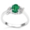 0.65 CT EMERALD AND ACCENT DIAMOND 0.03 CT 10KT SOLID WHITE GOLD RING
