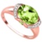 3.16 CT PERIDOT 0.1 CT WHITE TOPAZ AND ACCENT DIAMOND 0.09 CT 10KT SOLID RED GOLD RING