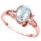 0.73 CT AQUAMARINE AND ACCENT DIAMOND 0.01 CT 10KT SOLID RED GOLD RING