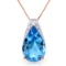 6 Carat 14K Solid Rose Gold Ocean Blue Topaz Necklace