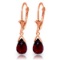 4.5 Carat 14K Solid Rose Gold Leverback Earrings Briolette Garnet