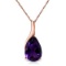 14K Solid Rose Gold Necklace with Natural Purple Amethysts