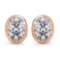 Certified 1.00 CTW Oval Diamond 14K Rose Gold Earring