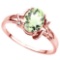 0.7 CT GREEN AMETHYST AND ACCENT DIAMOND 0.01 CT 10KT SOLID RED GOLD RING