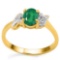 0.65 CT EMERALD AND ACCENT DIAMOND 0.03 CT 10KT SOLID YELLOW GOLD RING