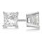 Certified 1.08 CTW Princess Diamond Stud Earrings F/SI2
