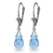 4.5 Carat 14K Solid White Gold Leverback Earrings Briolette Blue Topaz