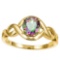 0.96 CT RAINBOW MYSTICS QUARTZ 10KT SOLID YELLOW GOLD RING