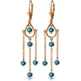 14K Solid Rose Gold Chandelier Earrings with Blue Topaz