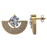 Certified 2.00 CTW Round Diamond 14K Yellow Gold Earring