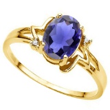 0.73 CT IOLITEE AND ACCENT DIAMOND 0.01 CT 10KT SOLID YELLOW GOLD RING