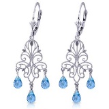 3.75 Carat 14K Solid White Gold Take Me Home Blue Topaz Earrings