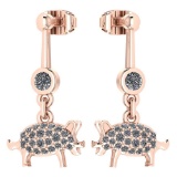Certified 0.39 Ctw Diamond VS/SI1 Chinese Pig Earring 14K Rose Gold