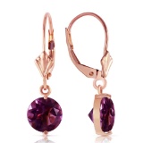 3.1 Carat 14K Solid Rose Gold Round Amethyst Leverback Earrings