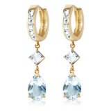 5.62 CTW 14K Solid Gold Huggie Earrings Dangling Aquamarine