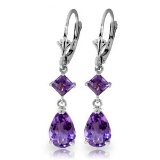 4.5 Carat 14K Solid White Gold Getting Close Amethyst Earrings