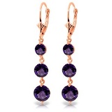 7.2 Carat 14K Solid Rose Gold Amethyst Leverback Earrings