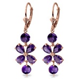 5.32 Carat 14K Solid Rose Gold Amethyst Flower Earrings