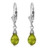 4.5 Carat 14K Solid White Gold Leverback Earrings Briolette Peridot