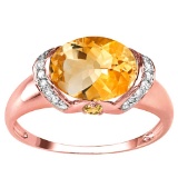 2.08 CT DARK CITRINE 0.1 CT CITRINE AND ACCENT DIAMOND 0.09 CT 10KT SOLID RED GOLD RING