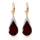 10 Carat 14K Solid Gold Leverback Earrings Natural Garnet