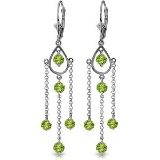 3 Carat 14K Solid White Gold Washington Square Peridot Earrings