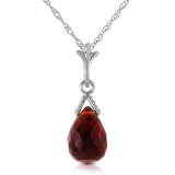 2.5 Carat 14K Solid White Gold Necklace Briolette Garnet