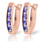 0.95 Carat 14K Solid Rose Gold Tanzanite Huggie Oval Earrings