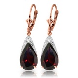 10 Carat 14K Solid Rose Gold Leverback Earrings Natural Garnet