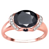 2.68 CT BLACK SAPPHIRE 0.1 CT SAPPHIRE AND ACCENT DIAMOND 0.09 CT 10KT SOLID RED GOLD RING