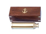 Deluxe Class Solid Brass Captains Spyglass Telescope 15in. w/ Rosewood Box