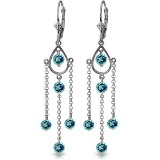 3 Carat 14K Solid Gold Spring Springs Blue Topaz Earrings