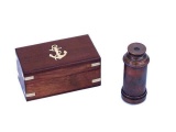 Deluxe Class Scouts Antique Copper Spyglass Telescope 7in. with Rosewood Box