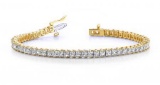 14K YELLOW GOLD 5 CTW G-H VS2/SI1 CLASSIC PRINCESS PRONG SET DIAMOND TENNIS BRACELET