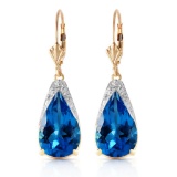 12 CTW 14K Solid Gold Bluette Blue Topaz Earrings