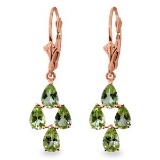 4.5 Carat 14K Solid Rose Gold Peridot Spring Earrings