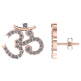 Certified .40 CTW Round Diamond 14K Rose Gold Earring