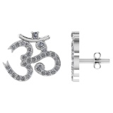 Certified .40 CTW Round Diamond 14K White Gold Earring