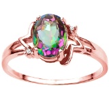 1.03 CT RAINBOW MYSTIC QUARTZ AND ACCENT DIAMOND 0.01 CT 10KT SOLID RED GOLD RING