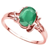 1.10 CT EMERALD AND ACCENT DIAMOND 0.01 CT 10KT SOLID RED GOLD RING