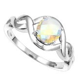 1.13 CT WHITE MYSTICS QUARTZ 10KT SOLID WHITE GOLD RING