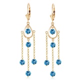 3 Carat 14K Solid Gold Gilded Age Blue Topaz Earrings