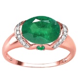 2.06 CT EMERALD 0.1 CT EMERALD AND ACCENT DIAMOND 0.09 CT 10KT SOLID RED GOLD RING