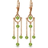 14K Solid Rose Gold Chandelier Earrings with Natural Peridots